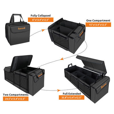 EAROND Car Trunk Organizer With Leakproof Cooler Bag And Adjustable Straps
