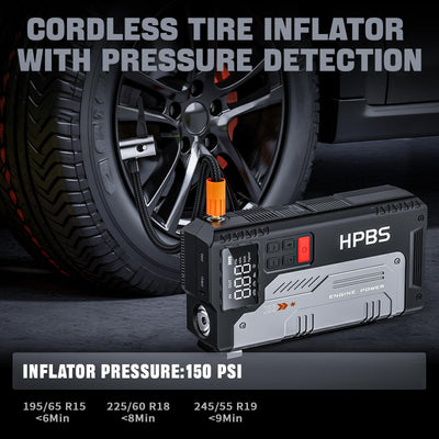 HPBS 2500A Portable Car Jump Starter With Air Compressor And Tire Inflator