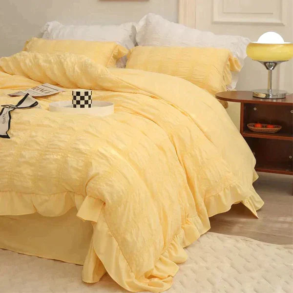 Icy Summer Seersucker Quilt Set 4-Piece Lightweight Cooling Quilt