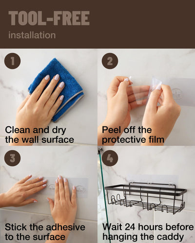 Shower Caddy 6-Pack Large Wall Mounted Heavy Duty Bathroom Shelves