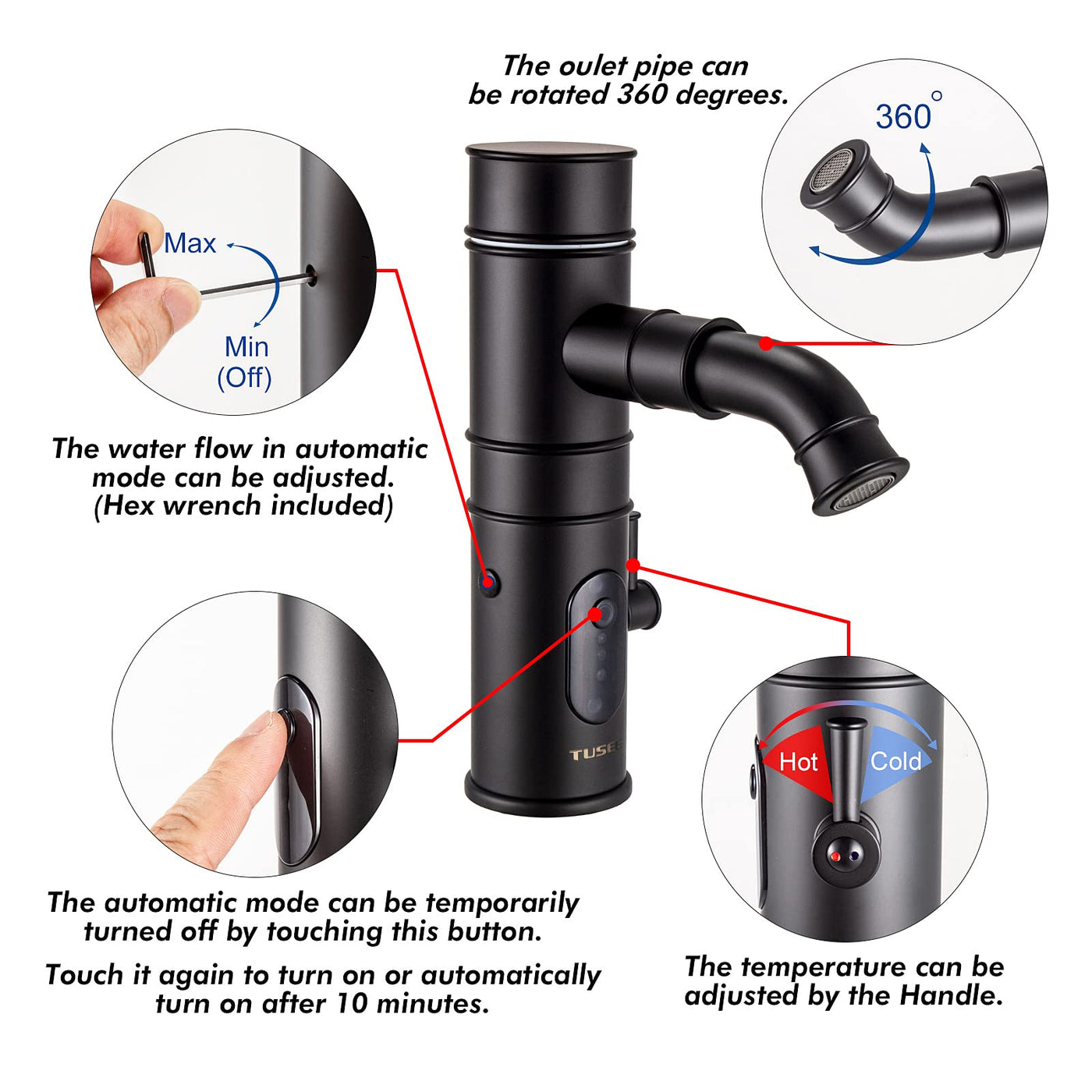 Touchless Bathroom Faucet With Rotatable Spout For Easy Use
