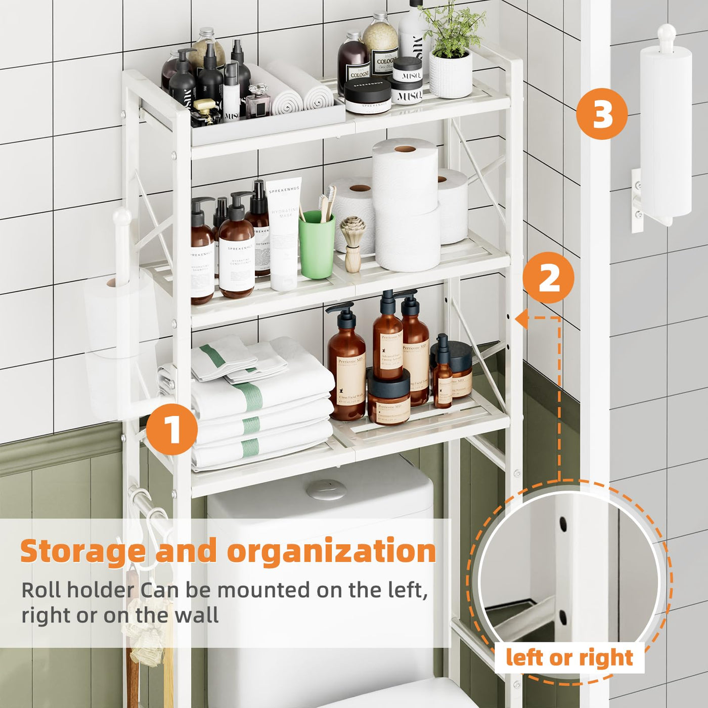 Toilet Storage Rack With Metal Toilet Paper Holder Heavy Duty