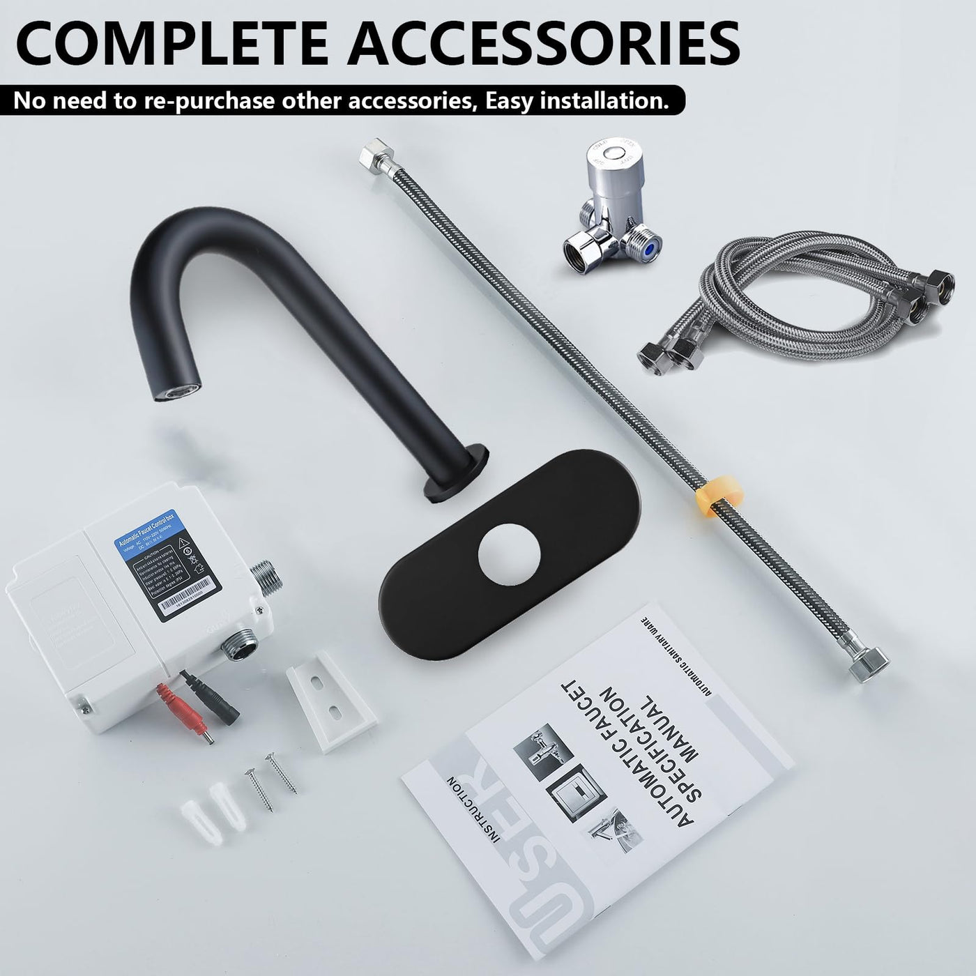 Touchless Bathroom Faucet Matte Black Automatic Sensor Sink Vanity