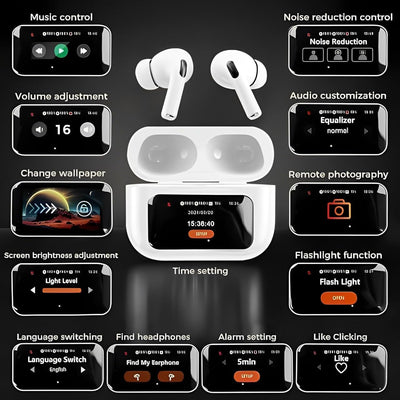 Wireless Earbuds With Touchscreen Control And Visible Display