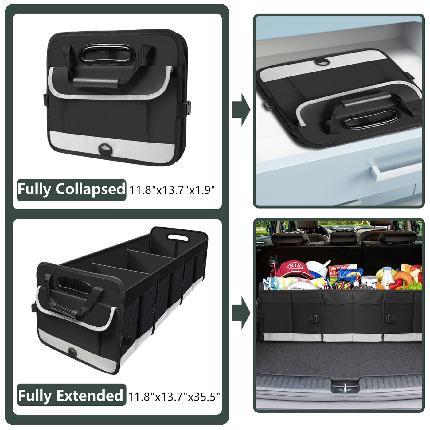 AOPHY Car Trunk Organizer Large Capacity Non Slip Bottom Strips