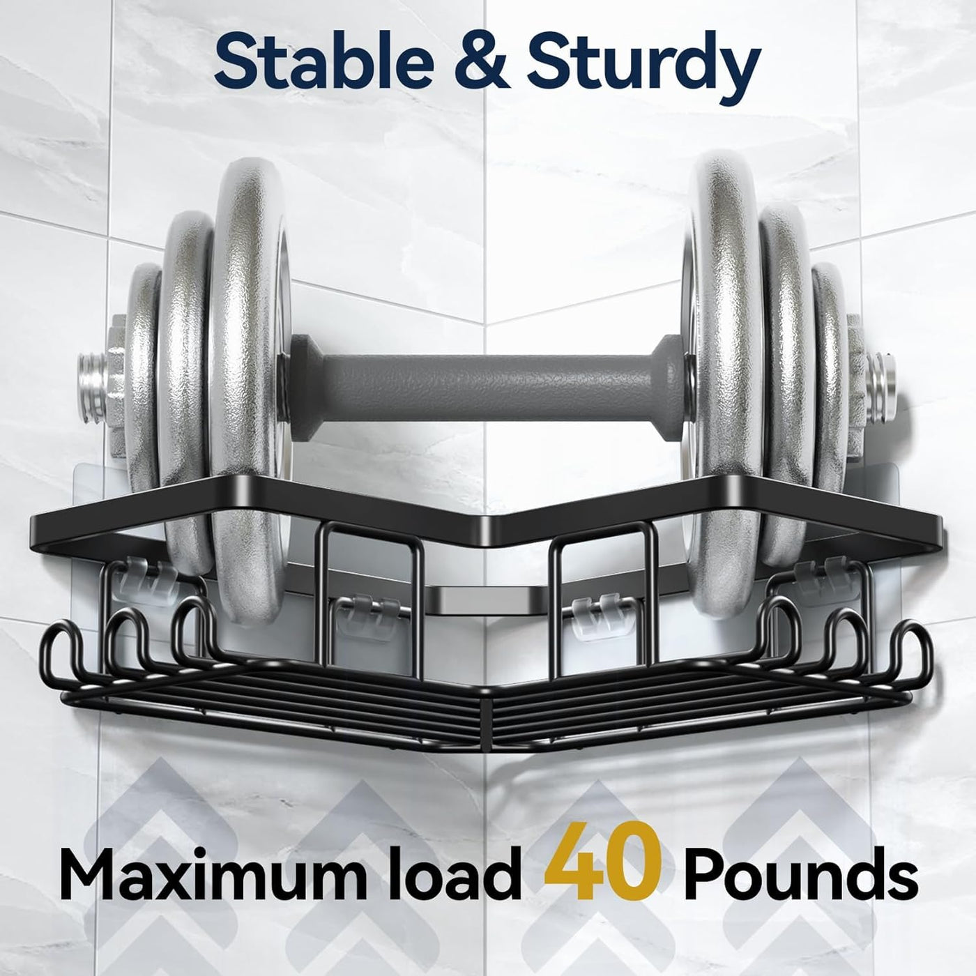 Stainless Steel Bathroom Organizer Wall Mounted Rack Black 3-Pack