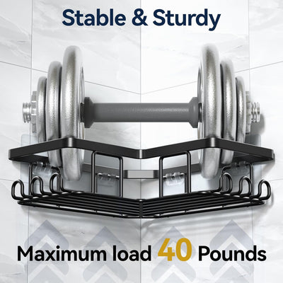 Stainless Steel Bathroom Organizer Wall Mounted Rack Black 3-Pack