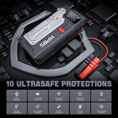 HPBS 2500A Portable Car Jump Starter With Air Compressor And Tire Inflator