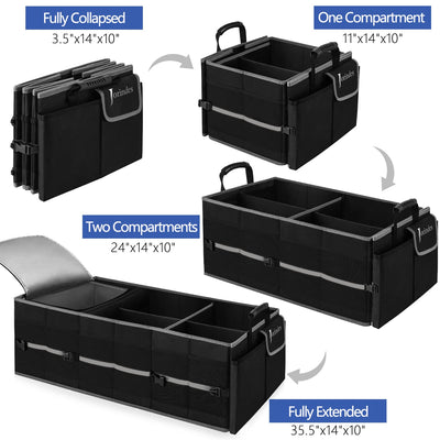Car Trunk Organizer With Insulated Leak Proof Cooler Bag Collapsible