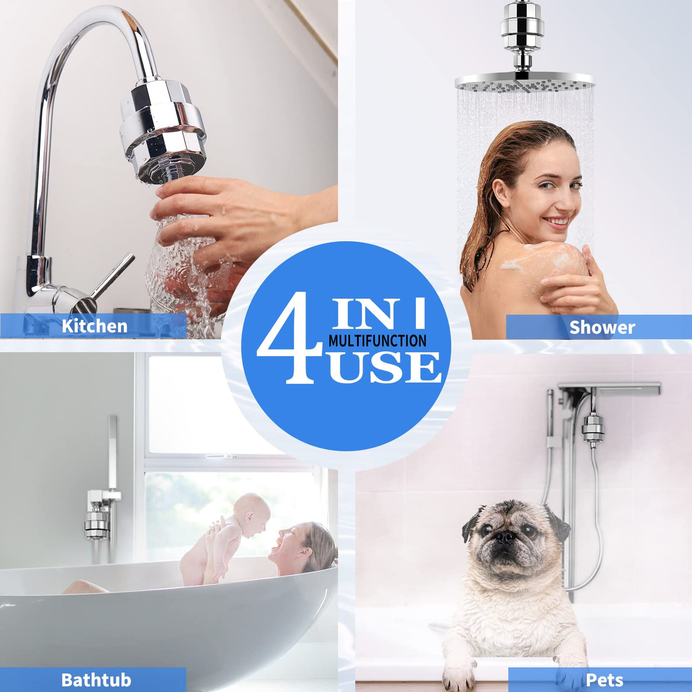 Shower Head Filter For Hard Water With Three Replaceable Cartridges