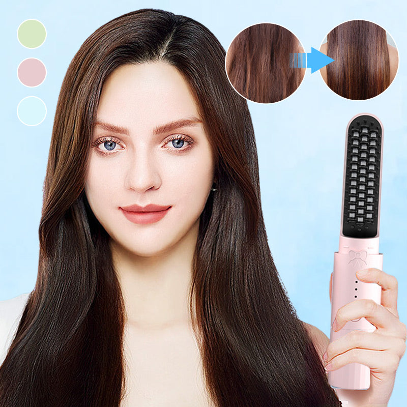 2-in-1 Rechargeable Straightening Comb Long-Lasting Hair Styler