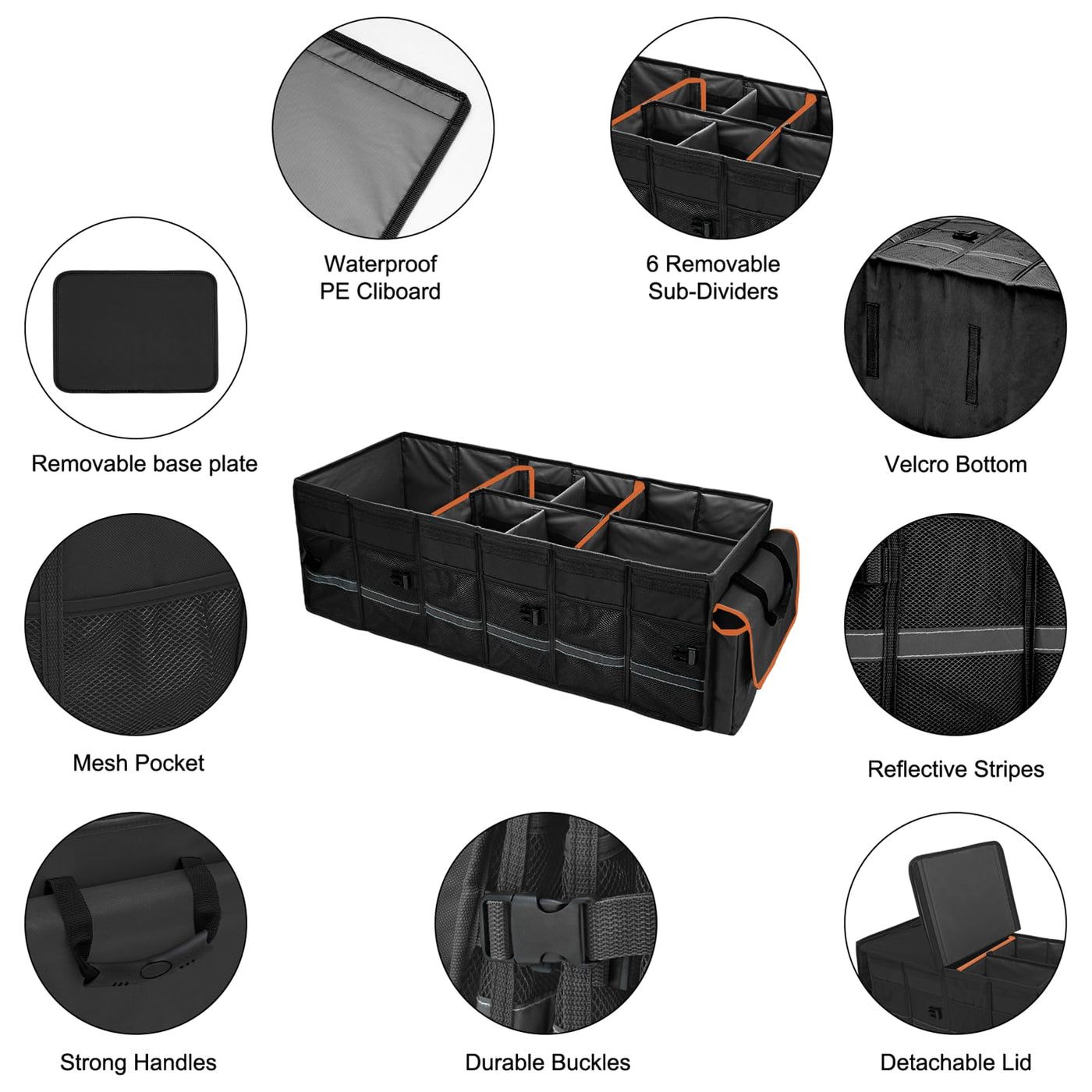 Car Trunk Organizer With Lid Removable Leakproof Cooler And Dividers