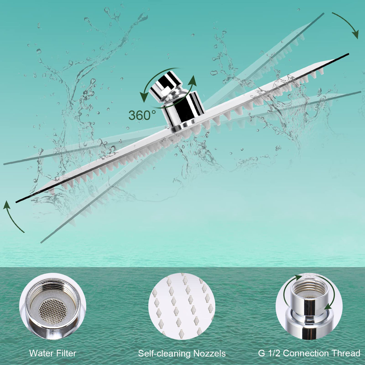 High Pressure Shower Head With Filter For Hard Water Removal