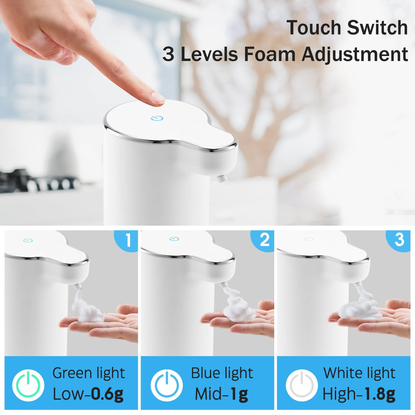 Automatic Foam Soap Dispenser Rechargeable Touchless Wall Mount