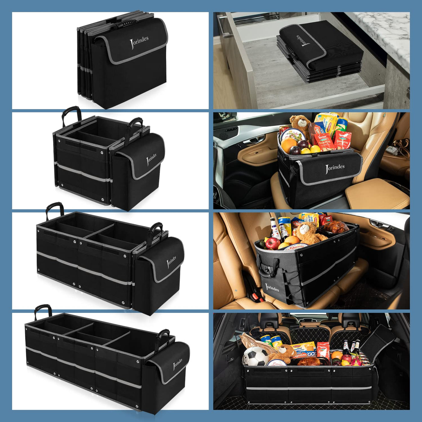 Car Trunk Organizer With Insulated Cooler Bag And 3 Compartments