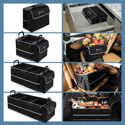 Car Trunk Organizer With Insulated Cooler Bag And 3 Compartments
