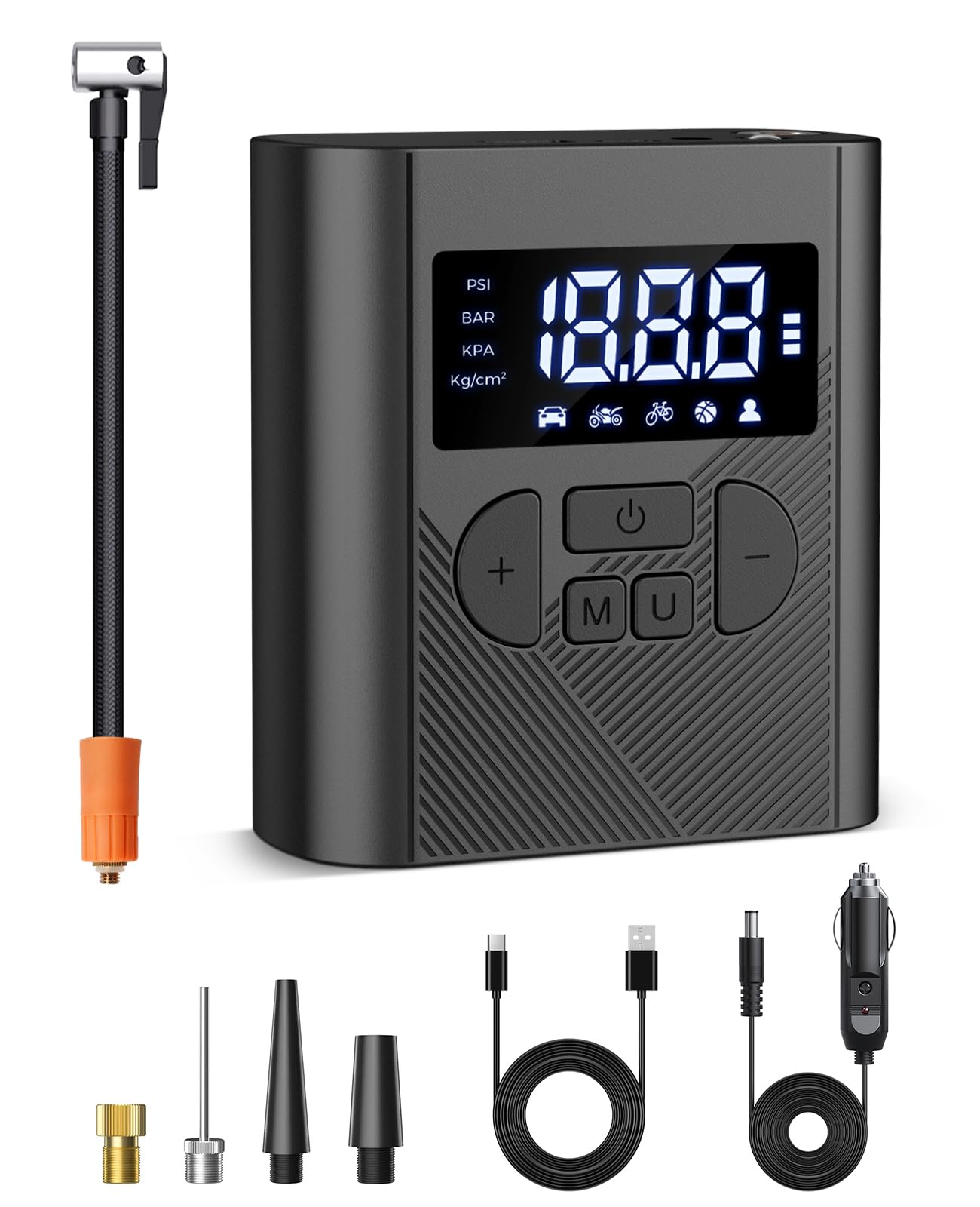 Portable Air Compressor Cordless 150PSI Battery Air Pump With LCD Light