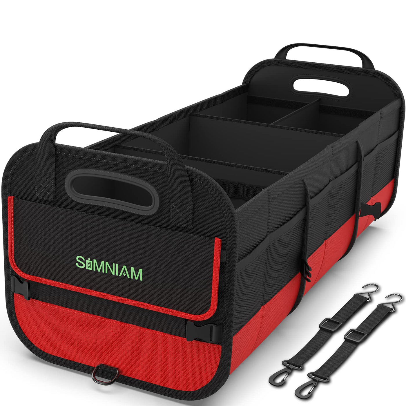 Simniam Large Collapsible Car Trunk Organizer With Multi Compartments