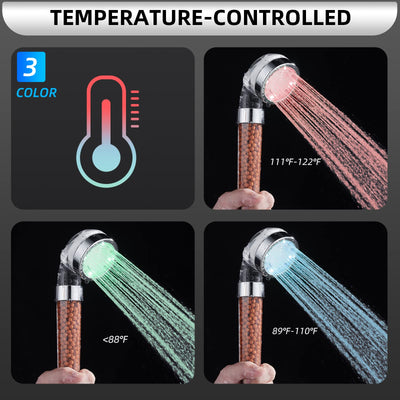 Color Changing Handheld Shower Head With High Pressure Function