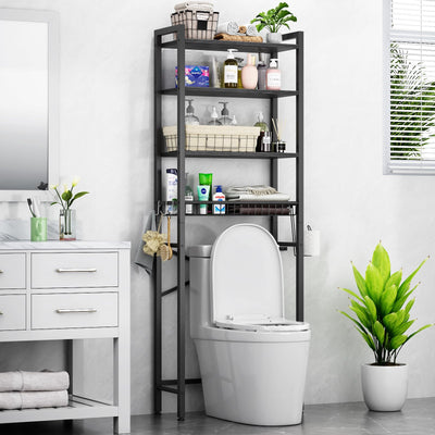 Over The Toilet Storage Rack 4 Tier Adjustable Bathroom Organizer Shelf