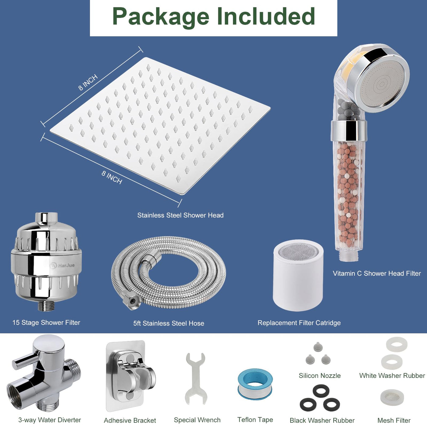 High Pressure Shower Head With Filter For Hard Water Removal