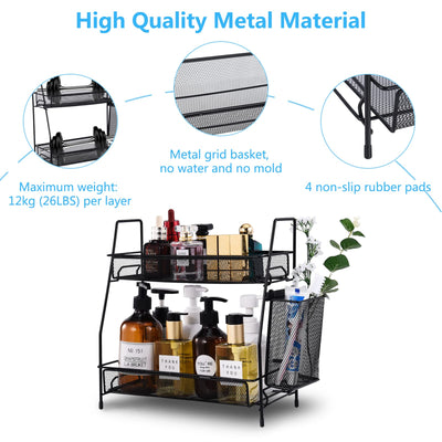Bathroom Countertop Organizer With Multi-Use Storage And Spice Rack
