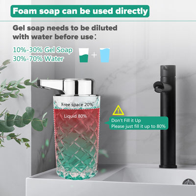Automatic Liquid Soap Dispenser Touchless Glass Clear Diamond Design