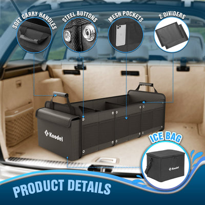 K KNODEL Extra Large Trunk Organizer With Cooler Bag And Straps