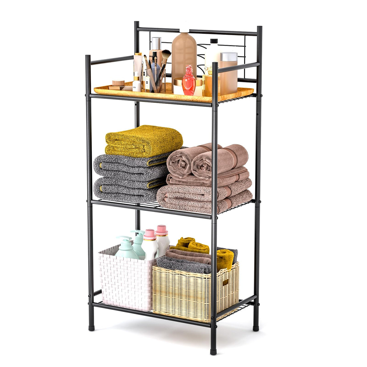 3-Tier Freestanding Storage Shelves Heavy Duty Metal Organizer
