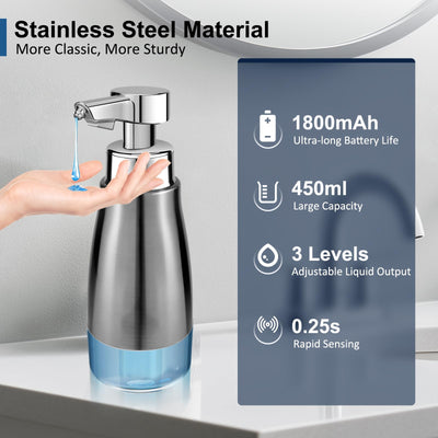 Touchless Soap Dispenser Stainless Steel Auto Liquid Hand Dish Soap