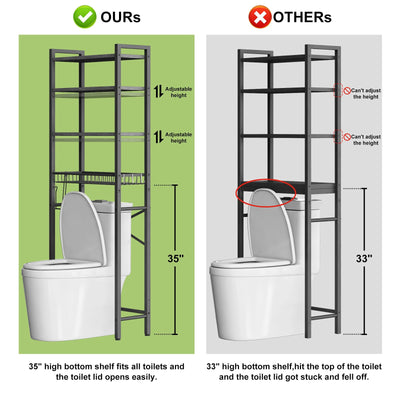 Over The Toilet Storage Rack 4 Tier Adjustable Bathroom Organizer Shelf