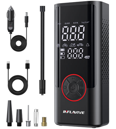 Portable Tire Inflator Cordless Air Compressor 150PSI Dual Power Pump