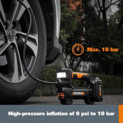 Worx WX092L 20V Cordless Tire Inflator With Digital Pressure Display