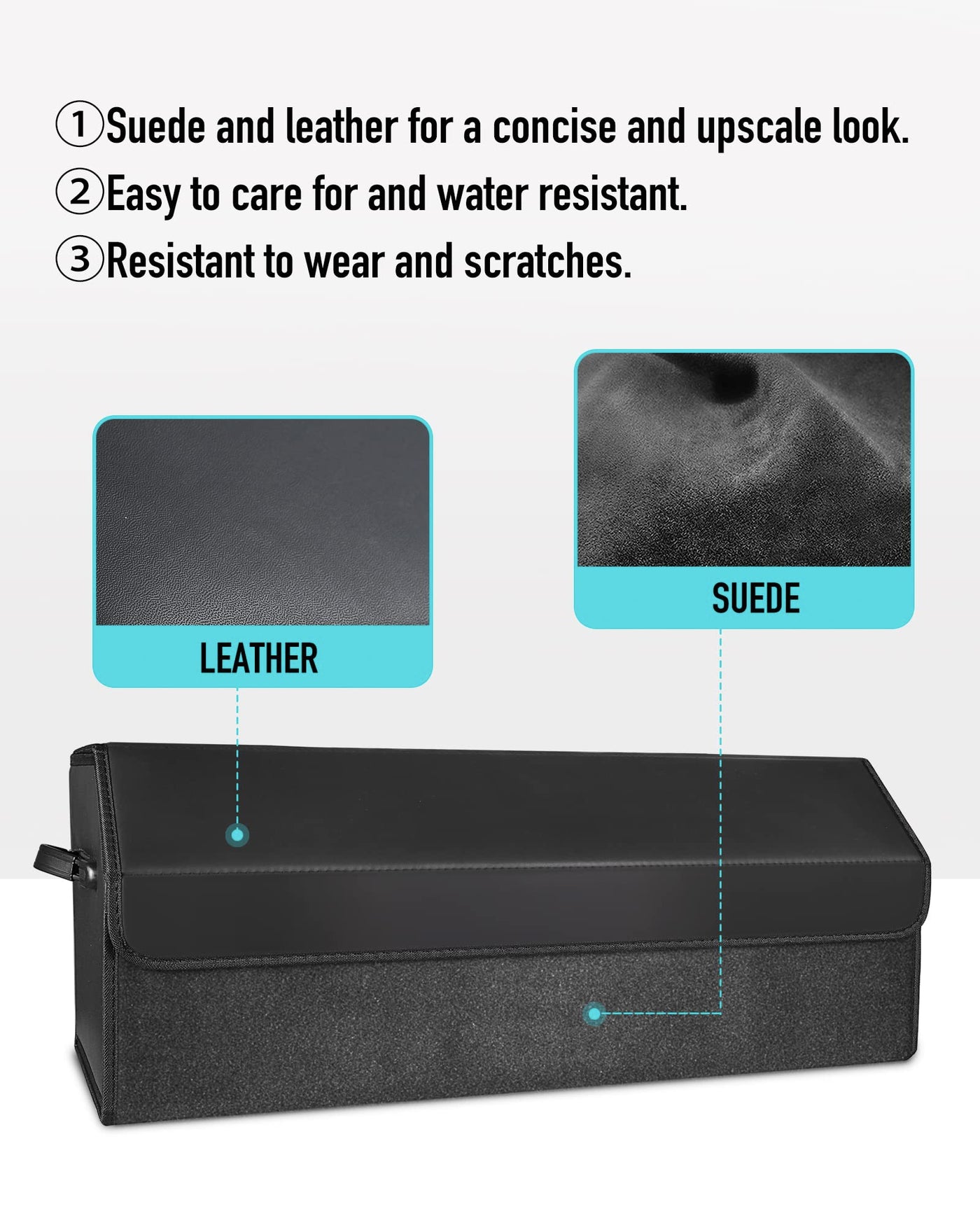 Fyzeoty Extra Large Leather Car Trunk Organizer With Magnetic Lid