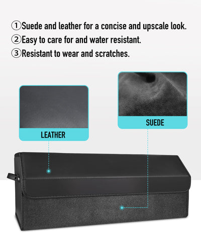 Fyzeoty Extra Large Leather Car Trunk Organizer With Magnetic Lid