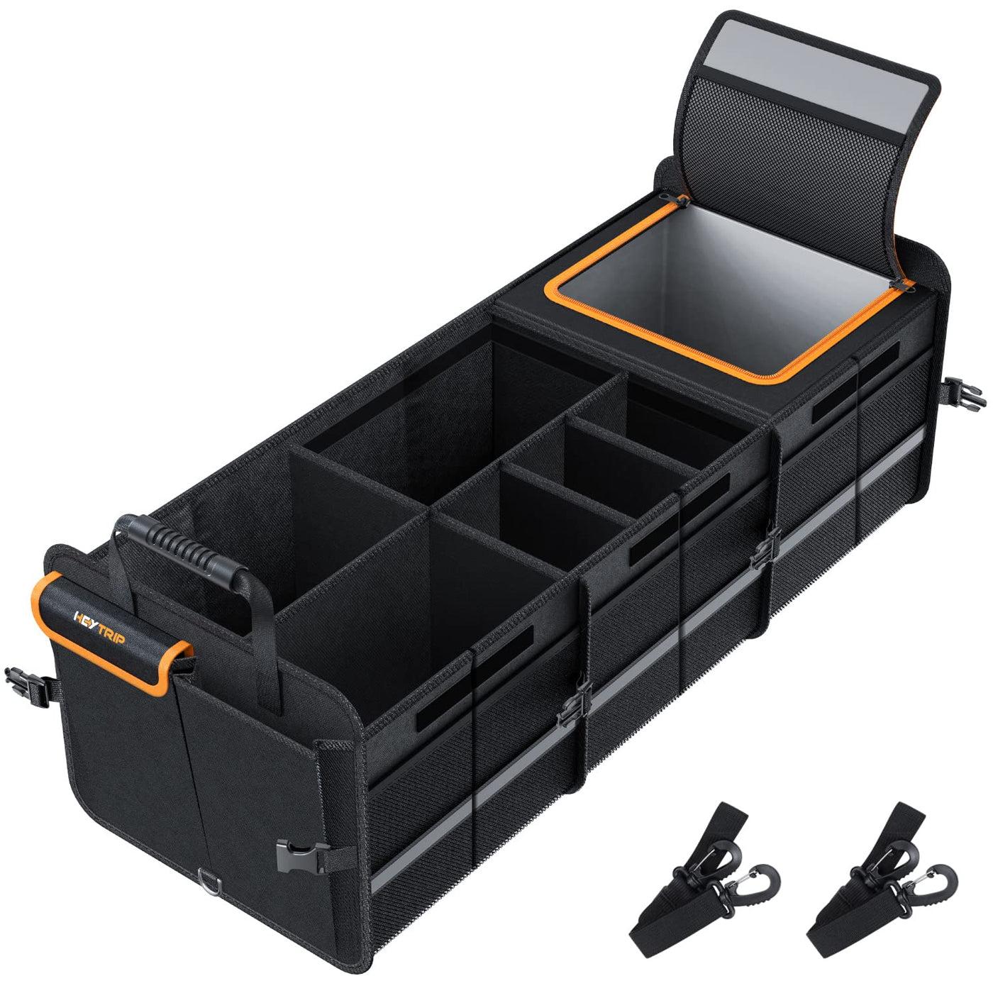HEYTRIP Large Trunk Organizer With Cooler Bag Tie-Down Straps Dividers