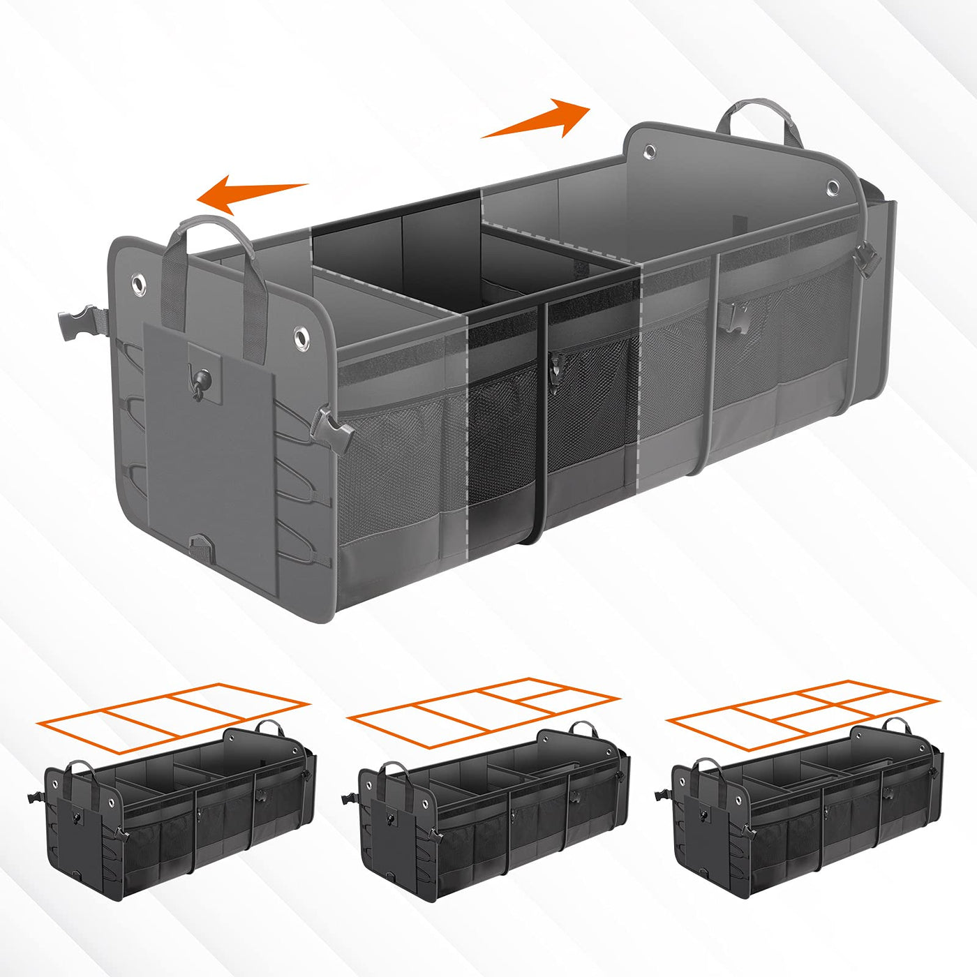 Large Car Trunk Organizer With Removable Cooler Bag And Foldable Cover