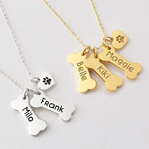 Dog Bone Necklace With Paw Print Pendant For Dog Lovers