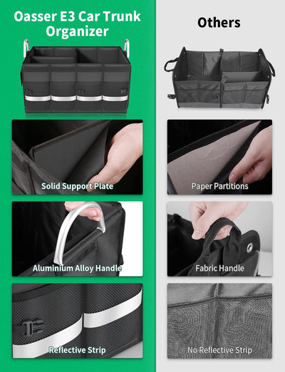 Oasser Trunk Organizer Waterproof Durable Collapsible Multi Compartment Storage