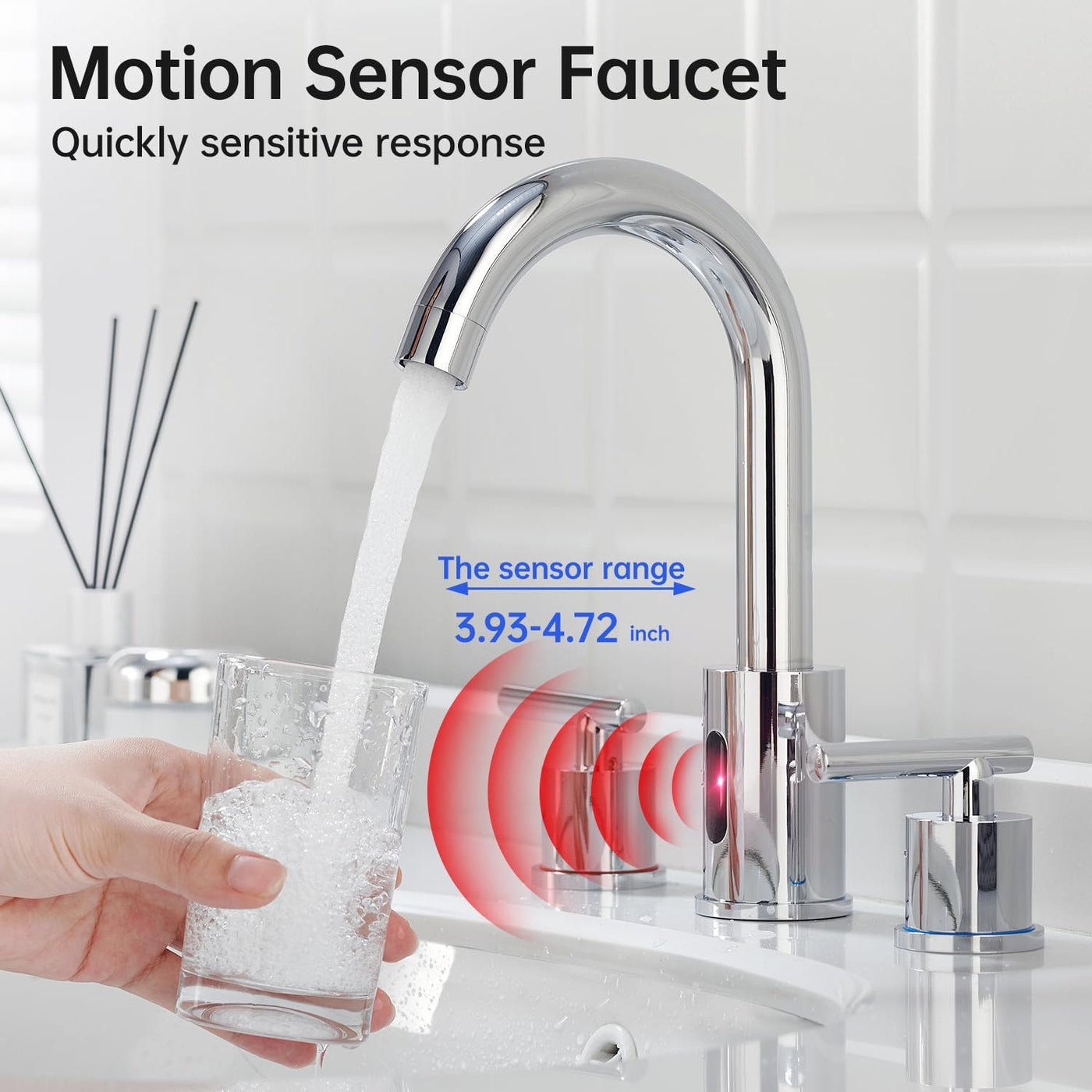 Touchless Bathroom Faucet With Automatic Sensor And Dual Handles