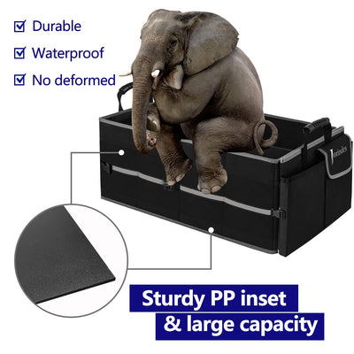 Car Trunk Organizer With Insulated Leak Proof Cooler Bag Collapsible