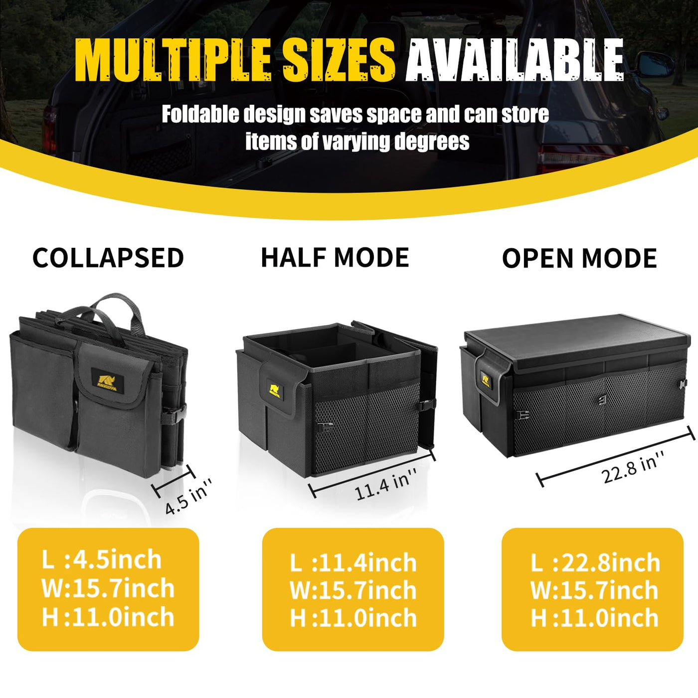 MIKKUPPA Car Trunk Organizer 65L Collapsible Sturdy Storage Container