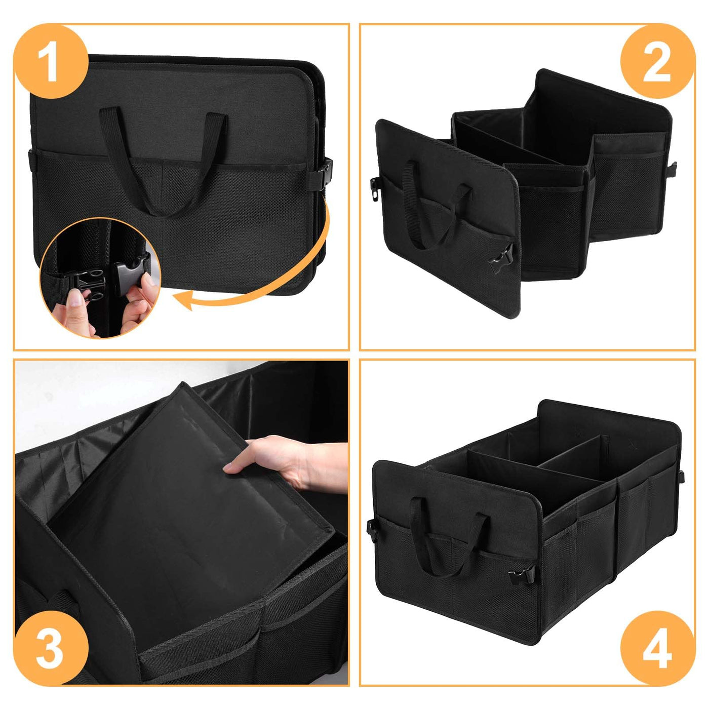 Zmnklry Car Trunk Organizer 72L Large Capacity Collapsible Compartments