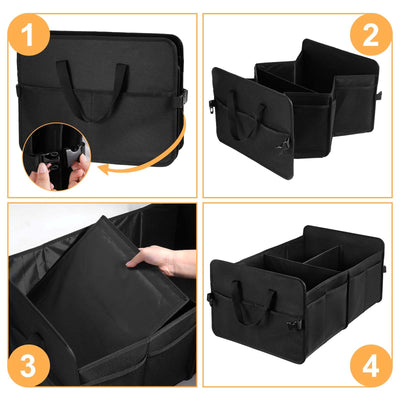 Zmnklry Car Trunk Organizer 72L Large Capacity Collapsible Compartments