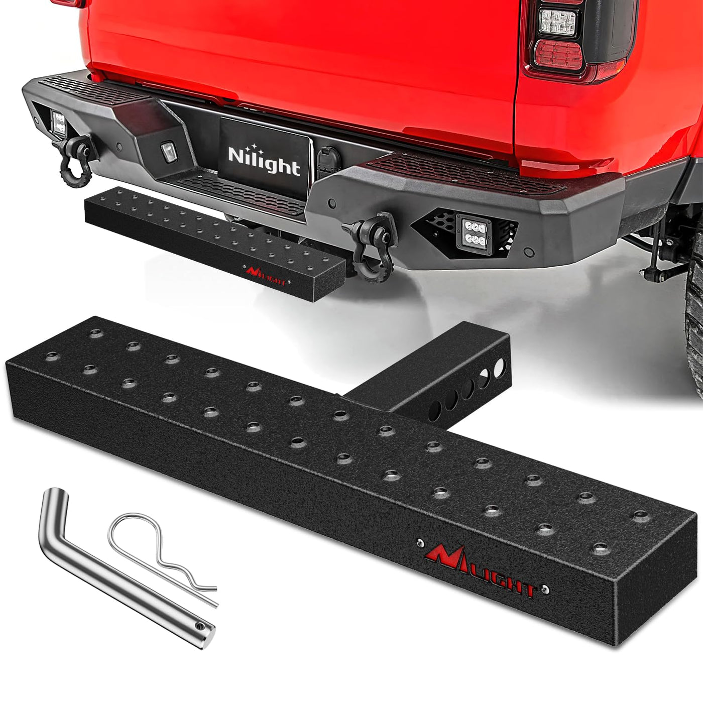 Nilight Hitch Step 11.9 Inch Rear Bumper Guard With Hitch Pin Clip
