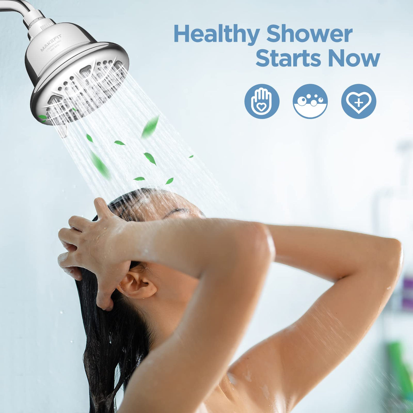 Filtered Shower Head With High Pressure And Water Softener Filter