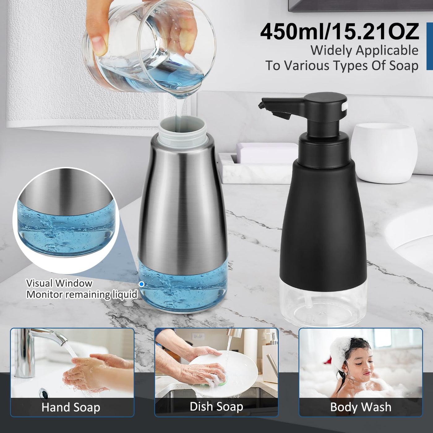 Touchless Soap Dispenser Stainless Steel Auto Liquid Hand Dish Soap