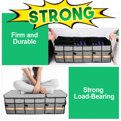 LI LIBZAKI Car Trunk Organizer Waterproof Collapsible Durable Multi Compartments