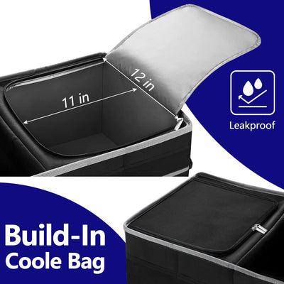 Car Trunk Organizer With Insulated Leak Proof Cooler Bag Collapsible