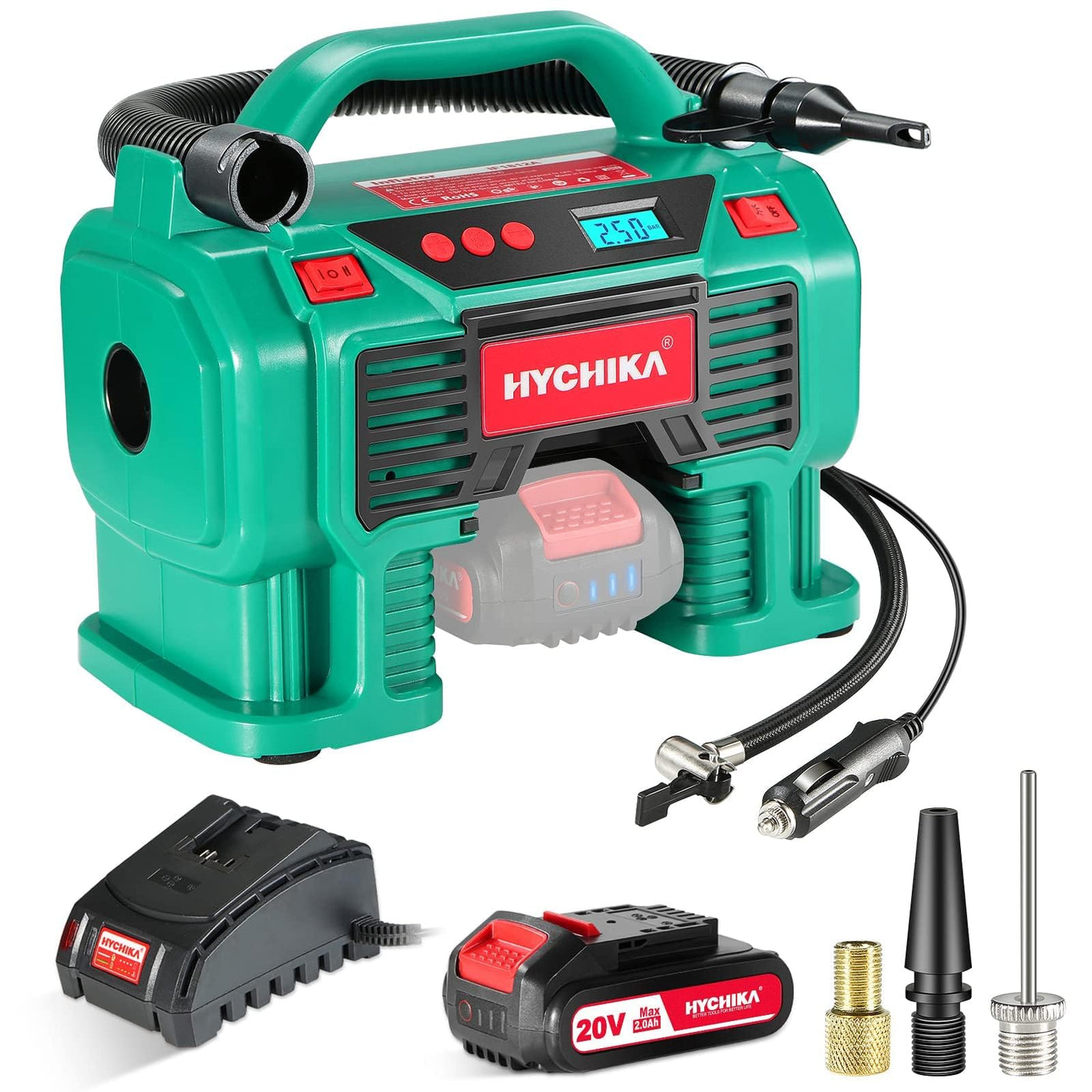 Portable Tire Inflator HYCHIKA Air Compressor 160PSI Dual Power